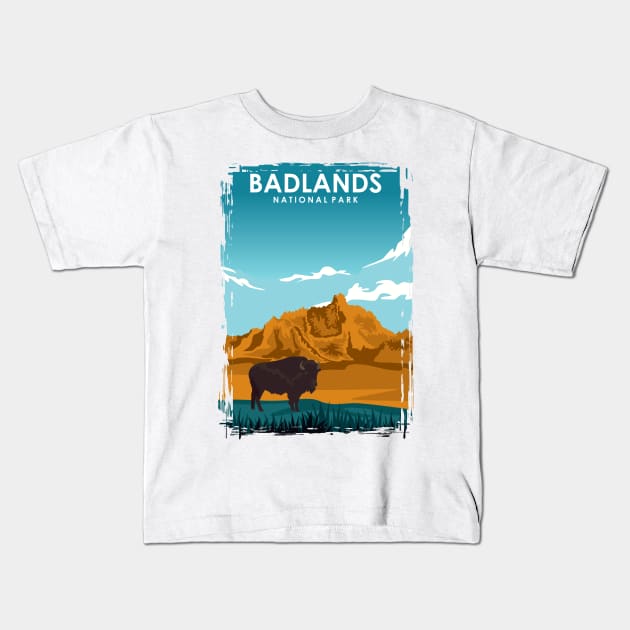 Badlands National Park Kids T-Shirt by jornvanhezik